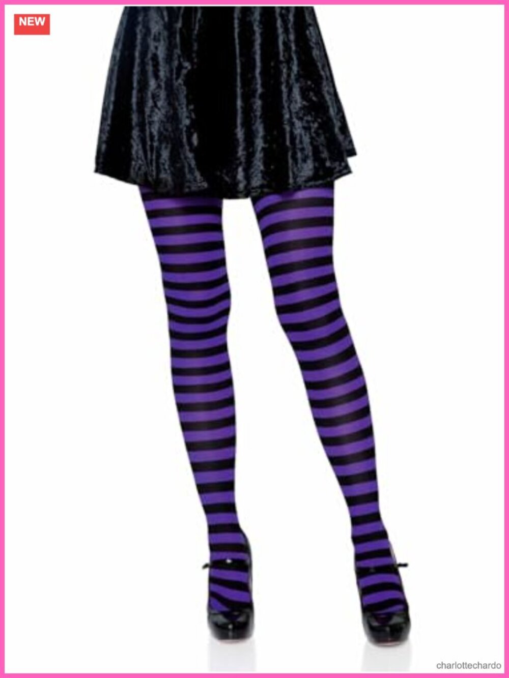 Plus Size Striped Nylon Tights High Waist Costume Hosiery